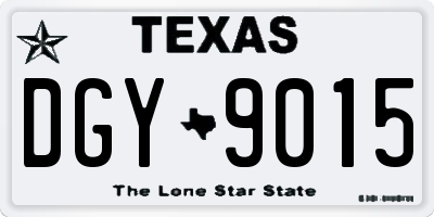 TX license plate DGY9015