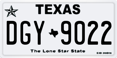 TX license plate DGY9022