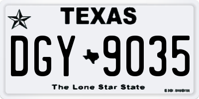 TX license plate DGY9035