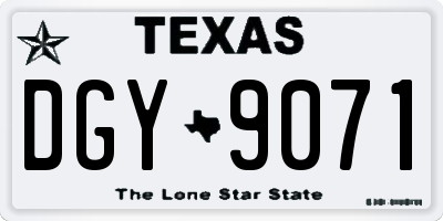TX license plate DGY9071