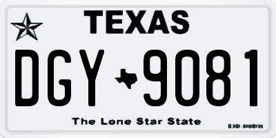 TX license plate DGY9081