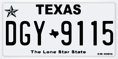 TX license plate DGY9115