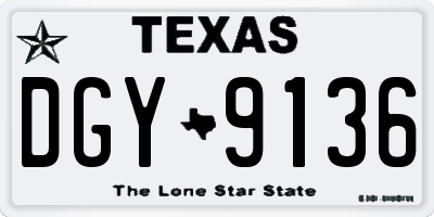 TX license plate DGY9136