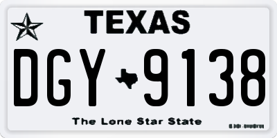 TX license plate DGY9138