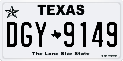 TX license plate DGY9149