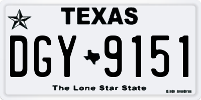 TX license plate DGY9151