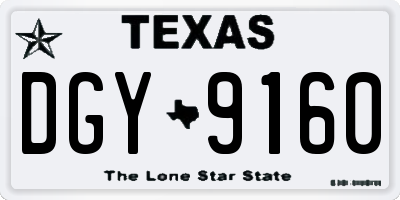 TX license plate DGY9160