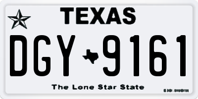 TX license plate DGY9161