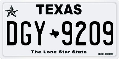 TX license plate DGY9209