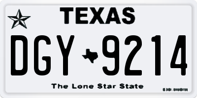 TX license plate DGY9214