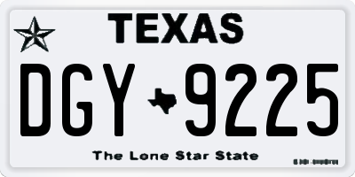 TX license plate DGY9225