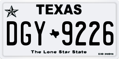 TX license plate DGY9226