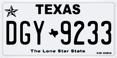 TX license plate DGY9233