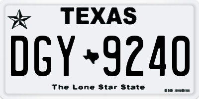TX license plate DGY9240
