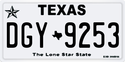 TX license plate DGY9253