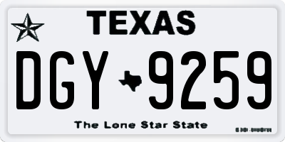 TX license plate DGY9259