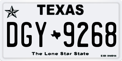 TX license plate DGY9268