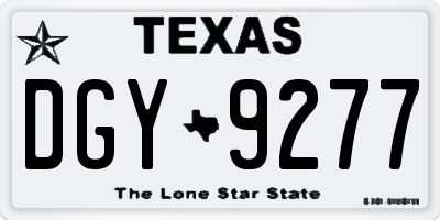 TX license plate DGY9277
