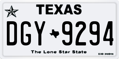 TX license plate DGY9294