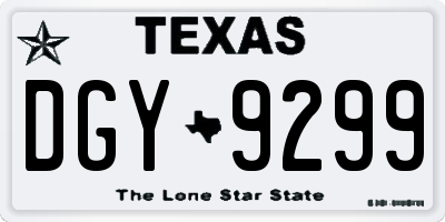 TX license plate DGY9299