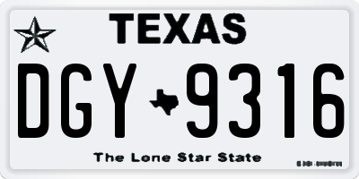 TX license plate DGY9316