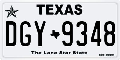TX license plate DGY9348