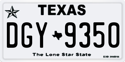 TX license plate DGY9350