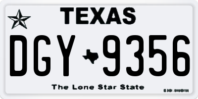 TX license plate DGY9356
