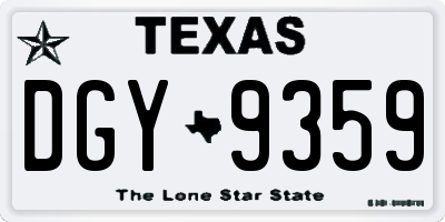 TX license plate DGY9359