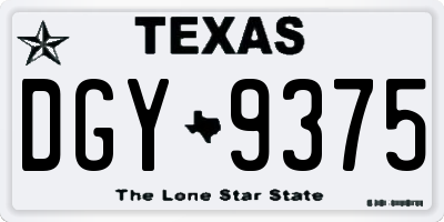 TX license plate DGY9375