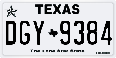 TX license plate DGY9384