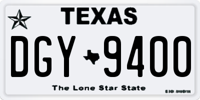 TX license plate DGY9400