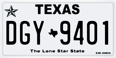 TX license plate DGY9401