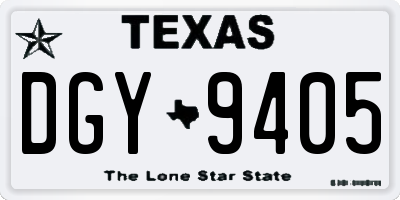 TX license plate DGY9405