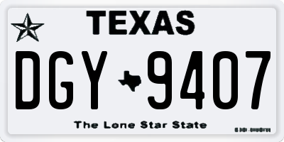 TX license plate DGY9407
