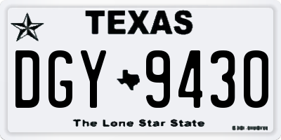 TX license plate DGY9430