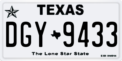 TX license plate DGY9433
