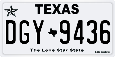 TX license plate DGY9436