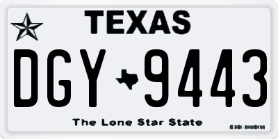 TX license plate DGY9443