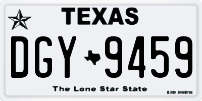 TX license plate DGY9459