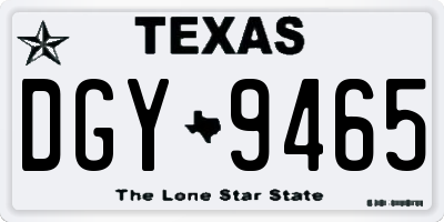 TX license plate DGY9465