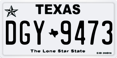 TX license plate DGY9473
