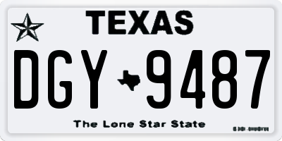 TX license plate DGY9487