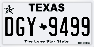 TX license plate DGY9499