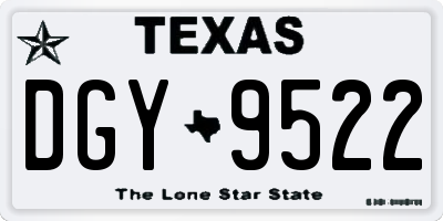 TX license plate DGY9522