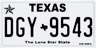 TX license plate DGY9543