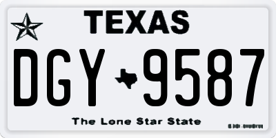 TX license plate DGY9587