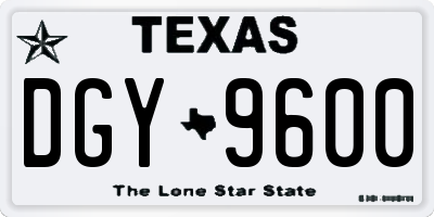 TX license plate DGY9600