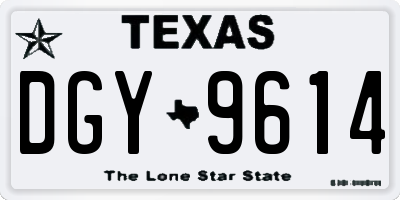 TX license plate DGY9614