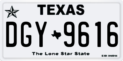 TX license plate DGY9616